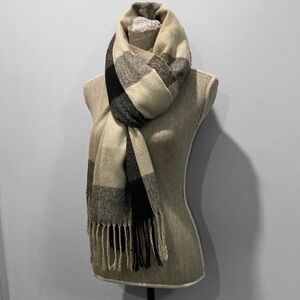 Black and Tan Super Soft Plaid Scarf 28 x 70​​​